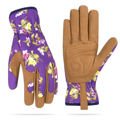WOHEER women's leather garden glove with palm-grip for steady tool handling.