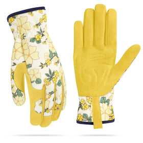 WOHEER women's leather gardening gloves with thorn-proof protection for digging.