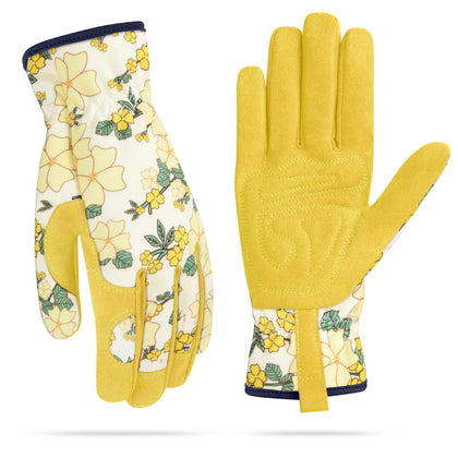 WOHEER women's leather gardening gloves with thorn-proof protection for digging.