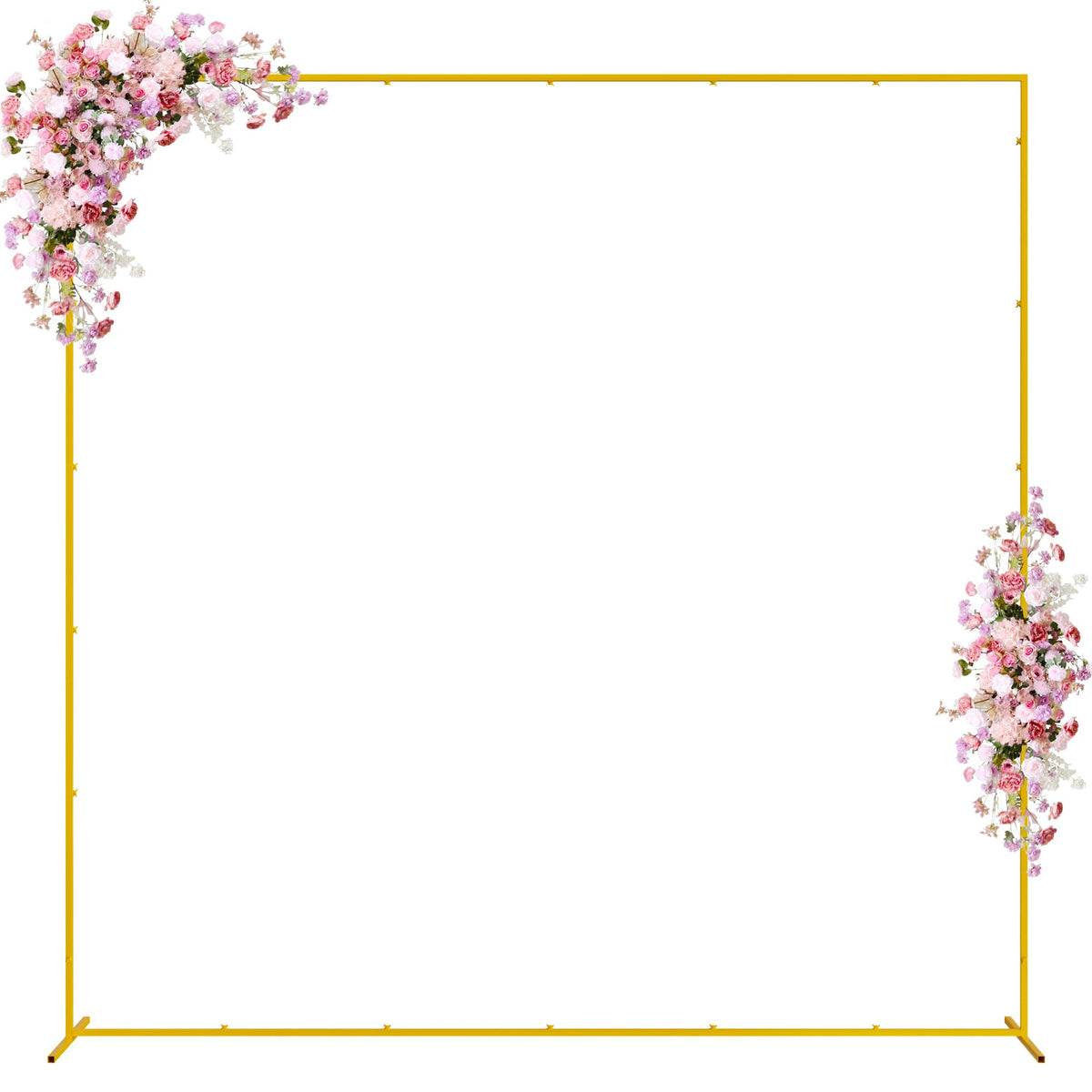 Wokceer square wedding arch stand, front view serves as elegant ceremony backdrop.