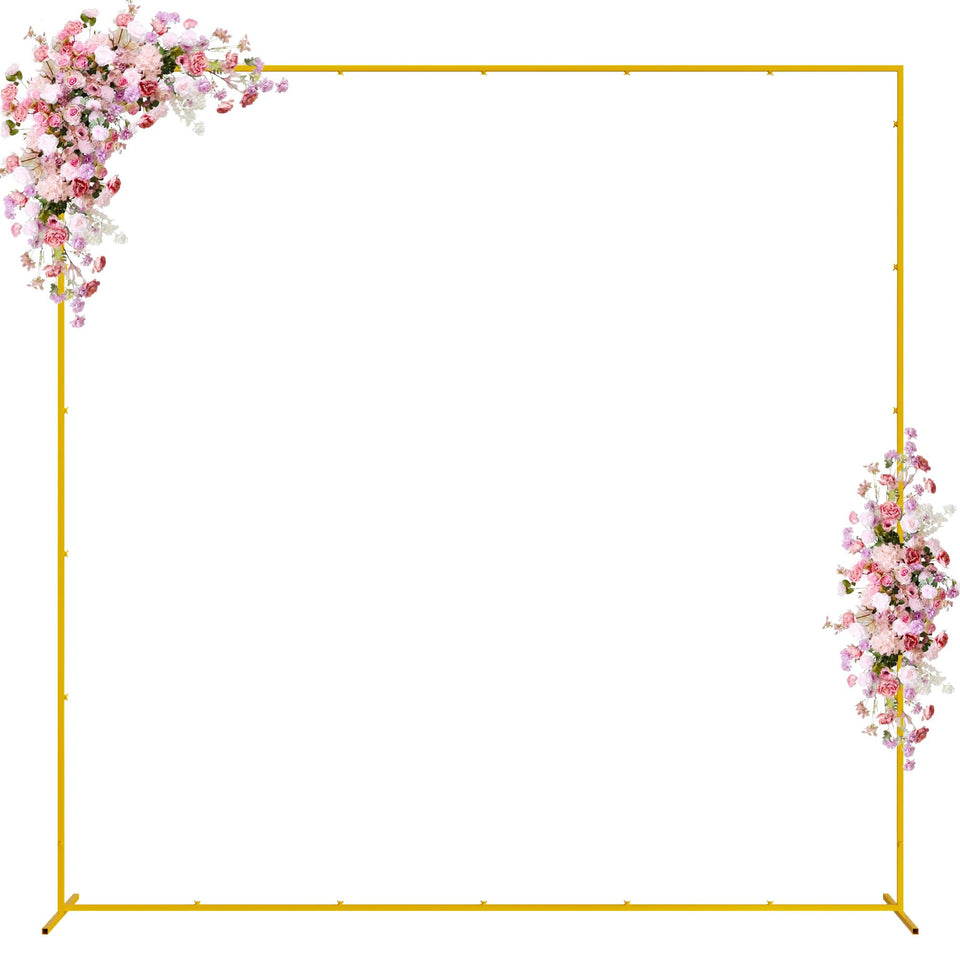 Wokceer square wedding arch stand, front view serves as elegant ceremony backdrop.