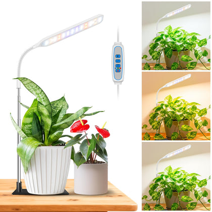 Wolezek grow light with base setup for stable desk plant illumination