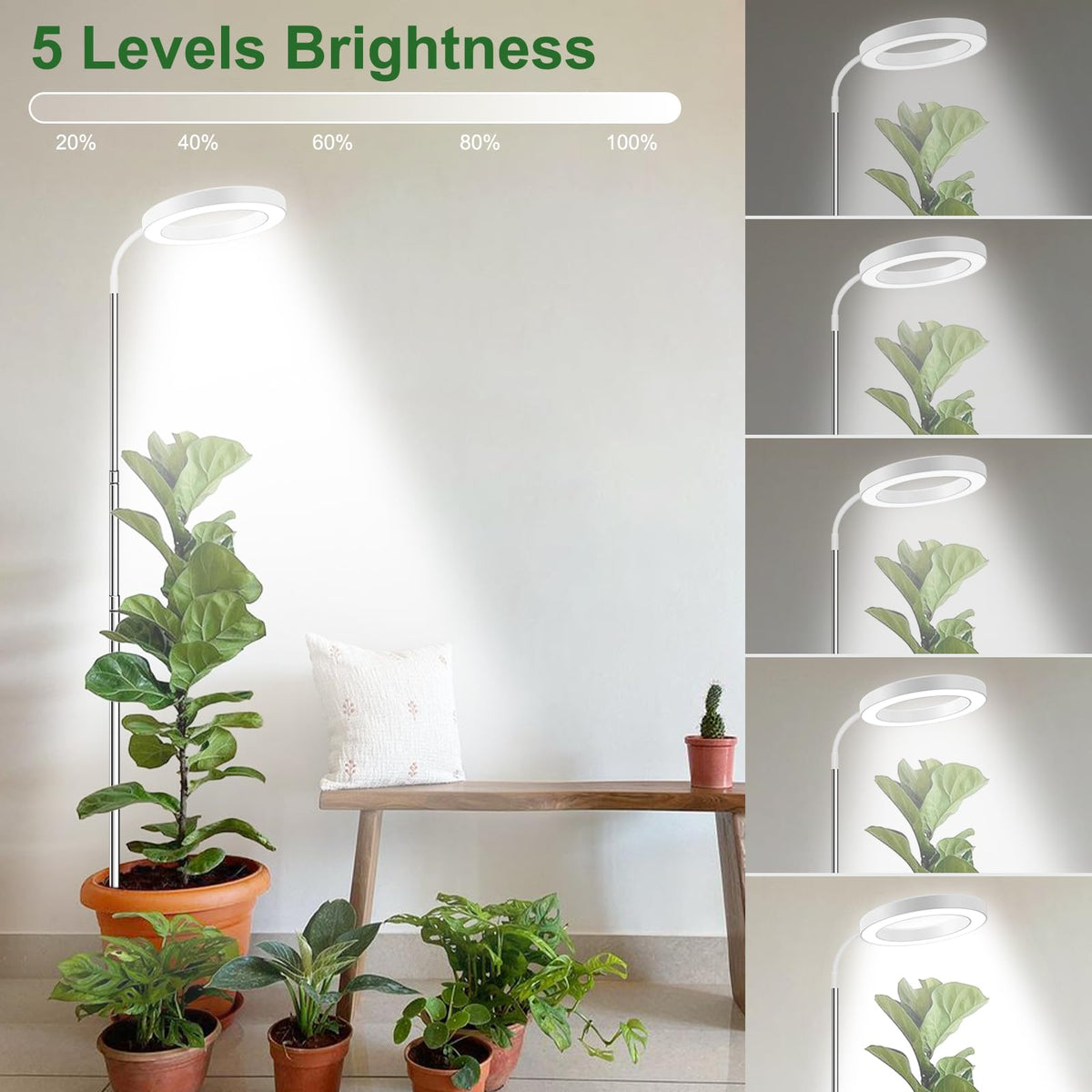 wolezek Grow Light with five brightness levels to tailor intensity