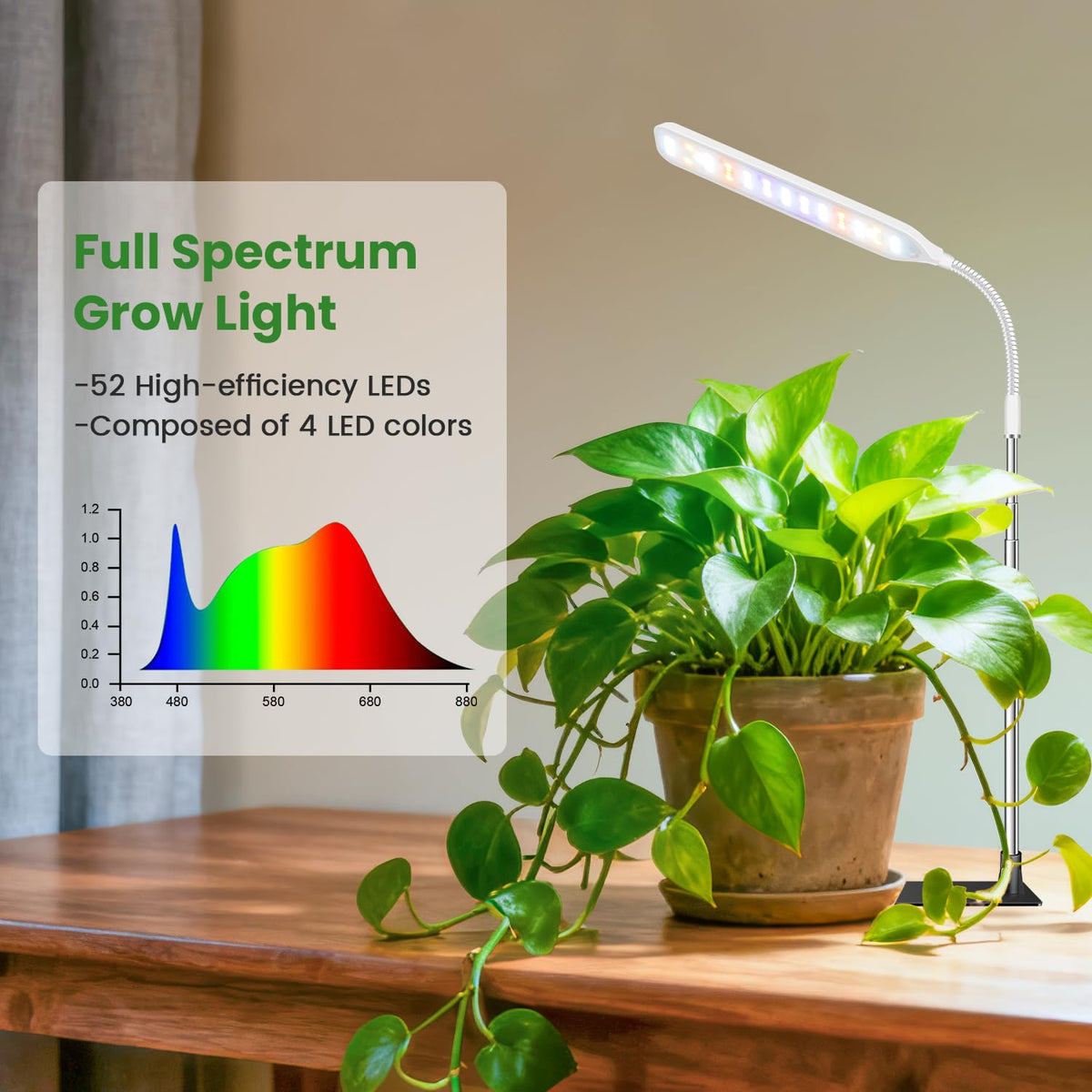 Wolezek grow light gooseneck adjustable arm for precise placement.