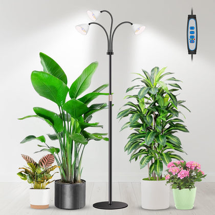 Wolezek grow lights on an adjustable stand for tall indoor plants