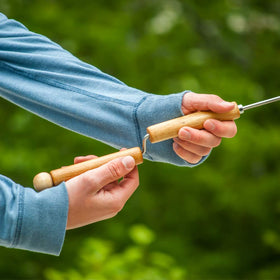 Wolf'em 32-inch stainless steel skewers with hardwood handles