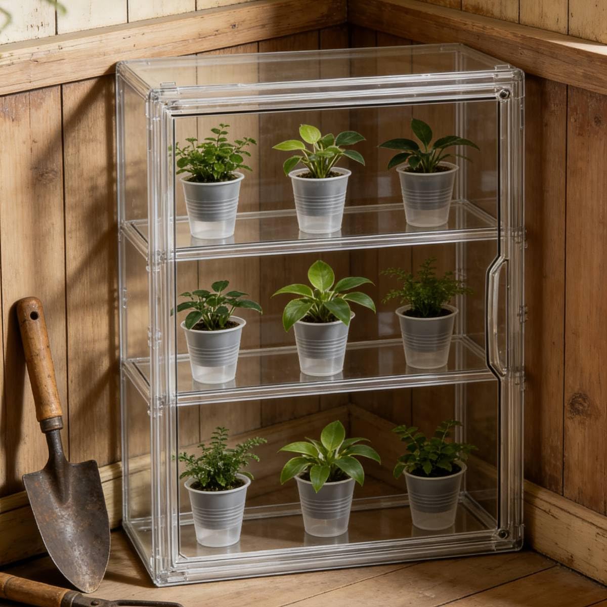 Wollibao mini greenhouse stackable design for space-saving setup.
