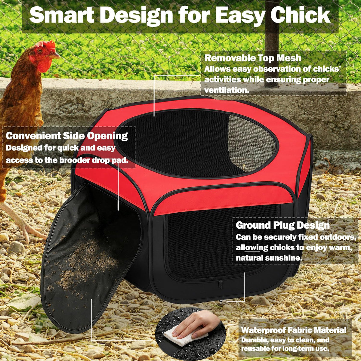 WOLOGO chick brooder box removable bottom pad for easy cleaning