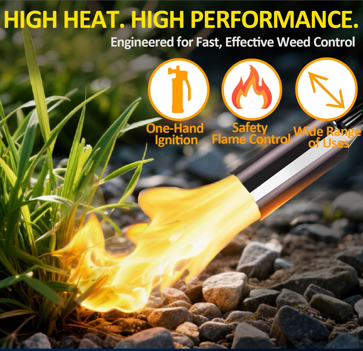 WOLOGO ergonomic grip and safety valve enable comfortable, controlled heating.