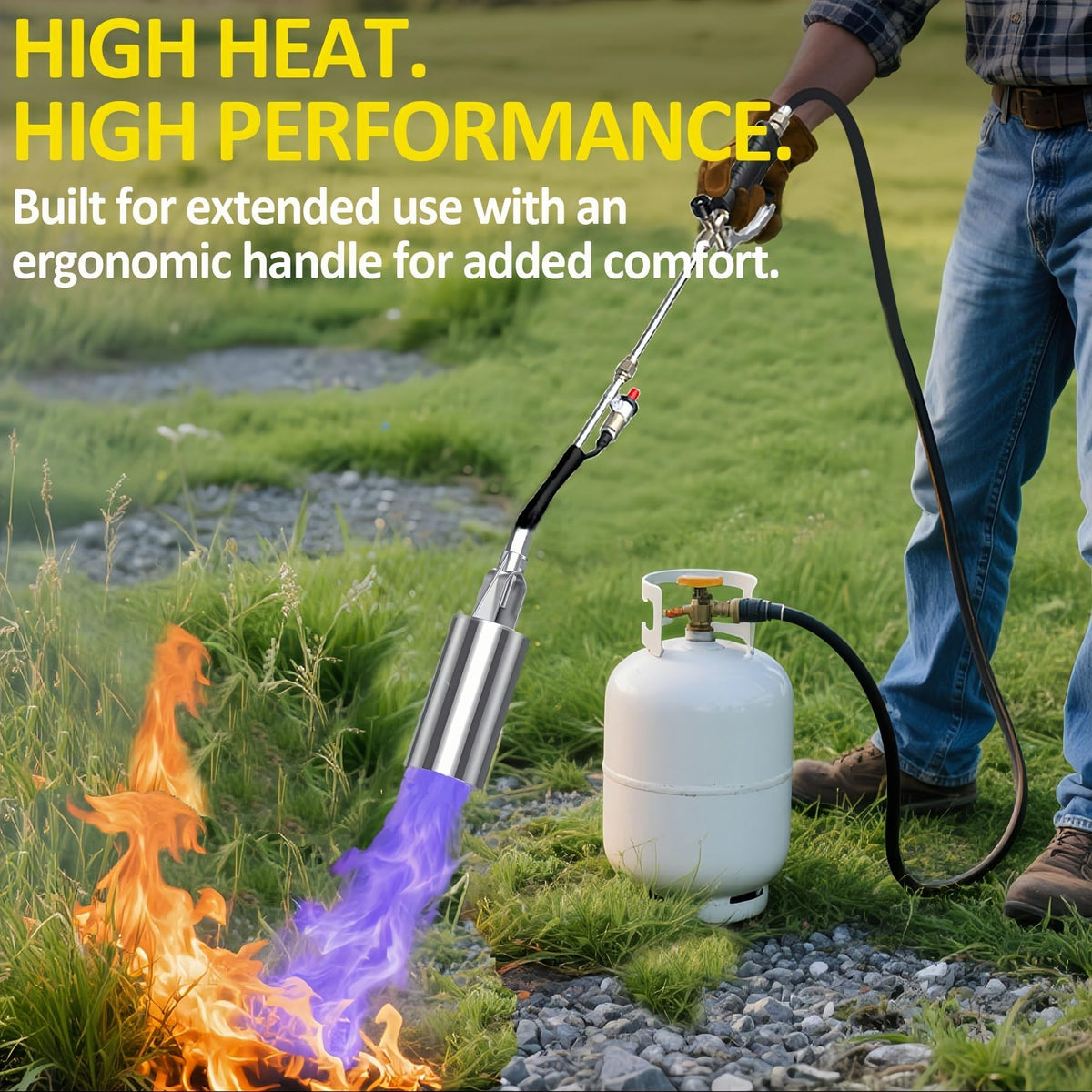WOLOGO torch with piezo ignition for quick, reliable flame start.