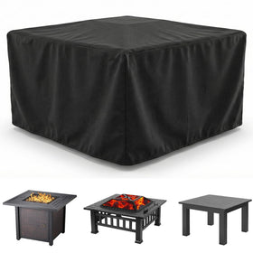 WOMACO heavy-duty square cover over a fire pit protecting from rain