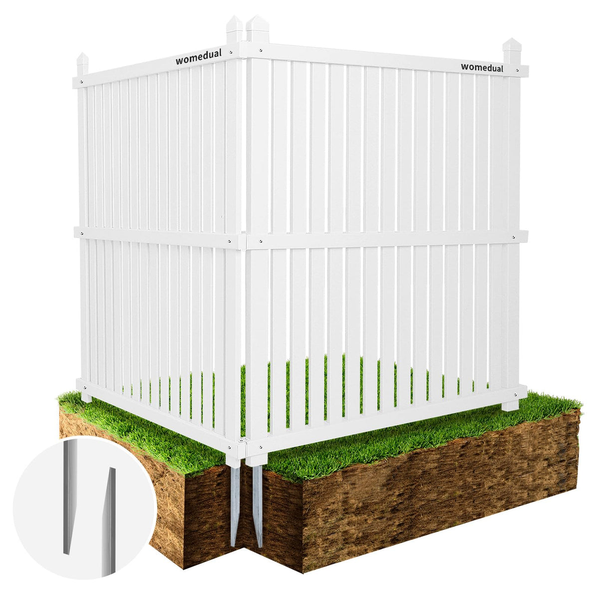 WOMEDUAL air conditioner fence assembly shows quick setup for privacy.