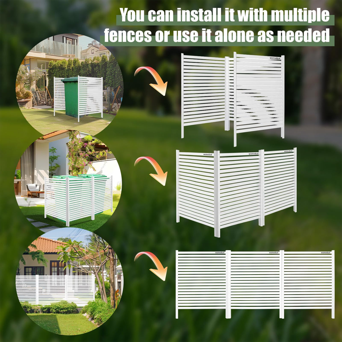 WOMEDUAL privacy fence for garden setup reduces visual clutter.