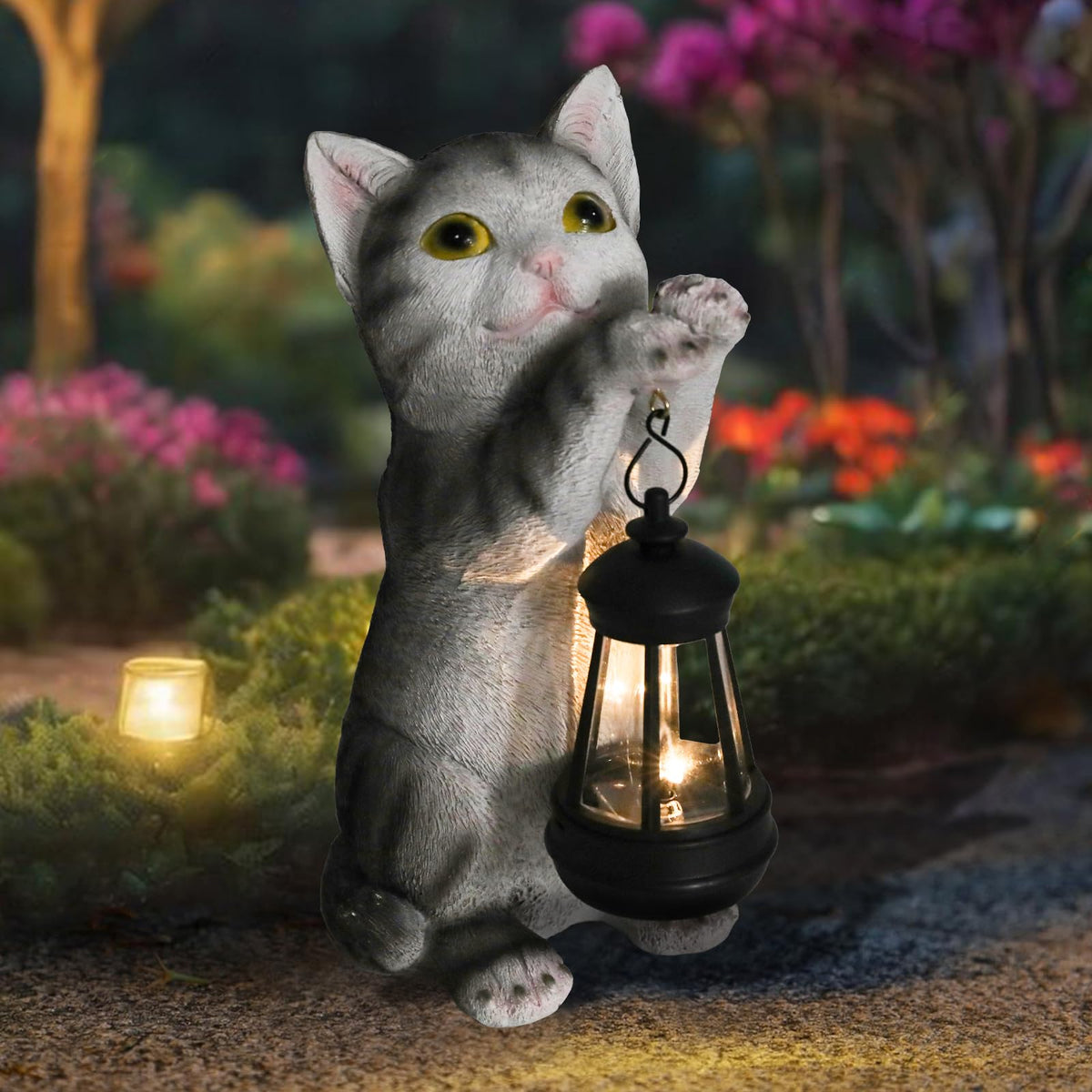 Wonder Garden balcony cat garden figurine adds subtle evening charm.