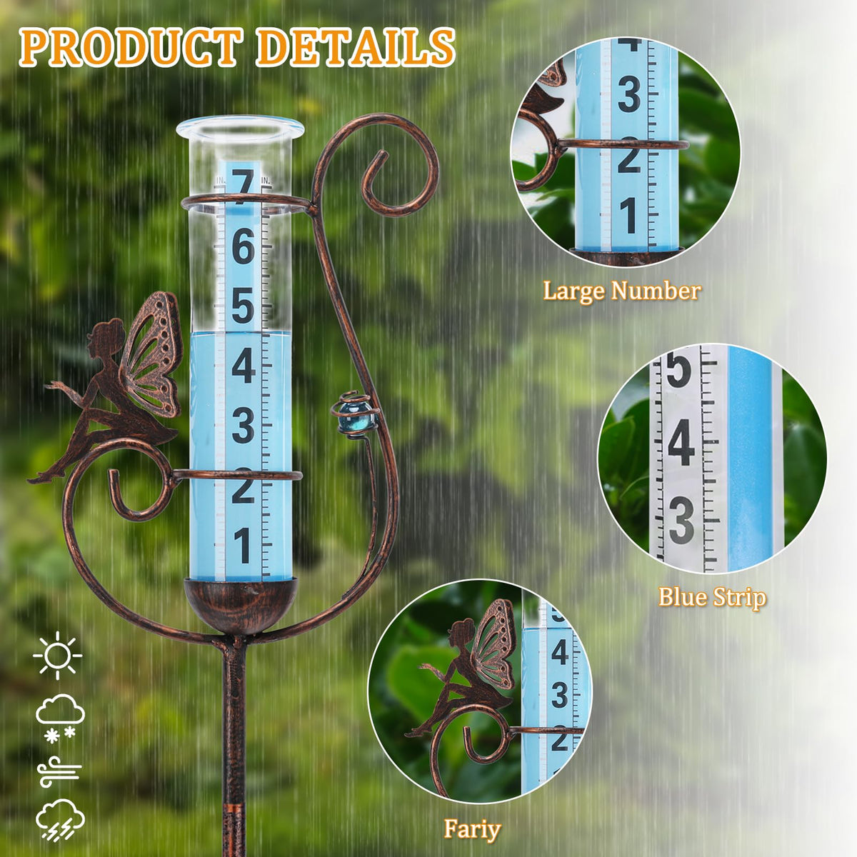 Wonder Garden blue bead tube improves readability from a distance.