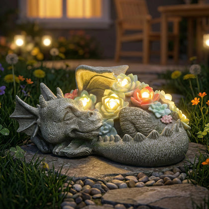 Wonder Garden garden dragon statue with solar light for night curb appeal