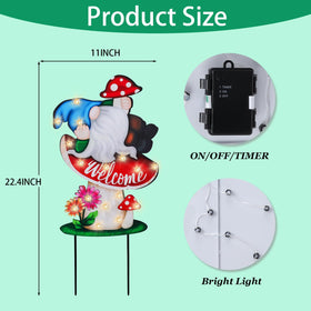 Wonder Garden gnome yard sign stake brightens entry and welcomes guests.