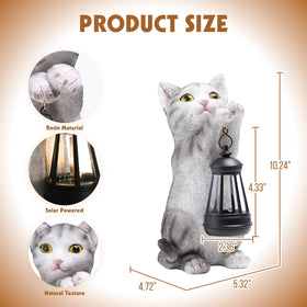 Wonder Garden lawn art cat statue shows weatherproof resin for all seasons.