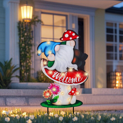 Wonder Garden lighted mushroom stake adds warm evening ambience to your garden.