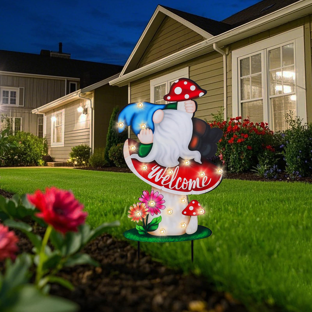 Wonder Garden night light decorative stake creates cozy outdoor lighting.