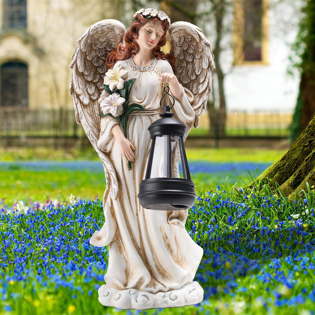 Wonder Garden praying angel ground stake ensures stable outdoor placement.