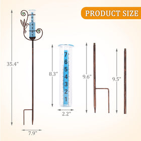 Wonder Garden rain gauge with clear glass and blue water column for easy readings.