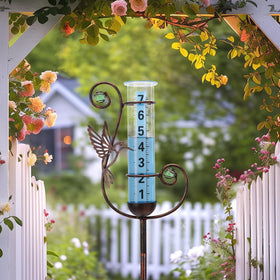 Wonder Garden rain gauge is easy to install on patios or lawns.