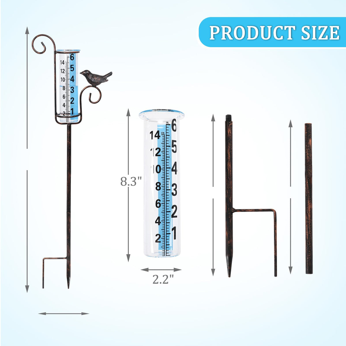 WONDER GARDEN rain gauge easy-read dial for quick window checks
