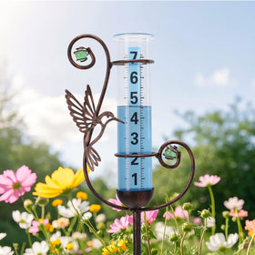 Wonder Garden rain gauge stands tall at 35.4 inches for clear visibility.