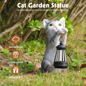Wonder Garden solar powered cat lighting brightens pathways and steps.