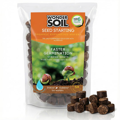 Wonder Soil seed pellets expansion view shows nutrient-rich seed-starting base.