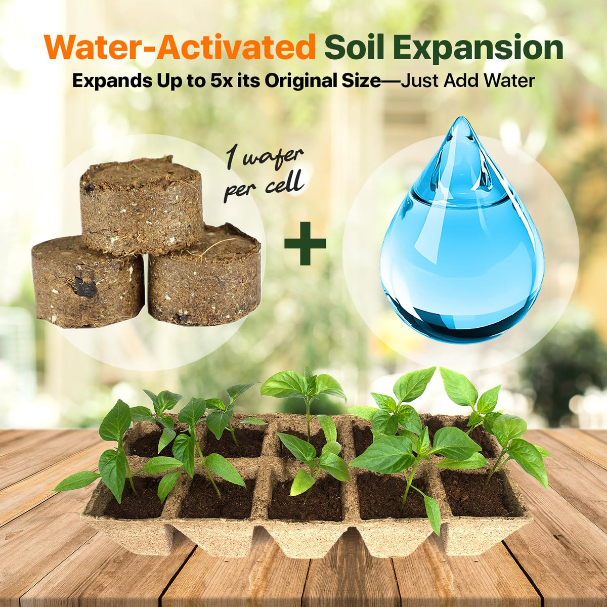 Wonder Soil seed pellets wet activation reveals coco coir base ready for planting.