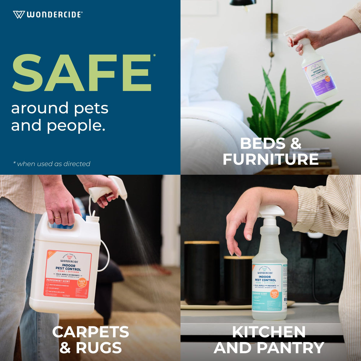 Wondercide spray applied around windows and doors to deter pests