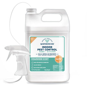 Wondercide Cedarwood indoor pest control spray bottle showing plant-powered protection.