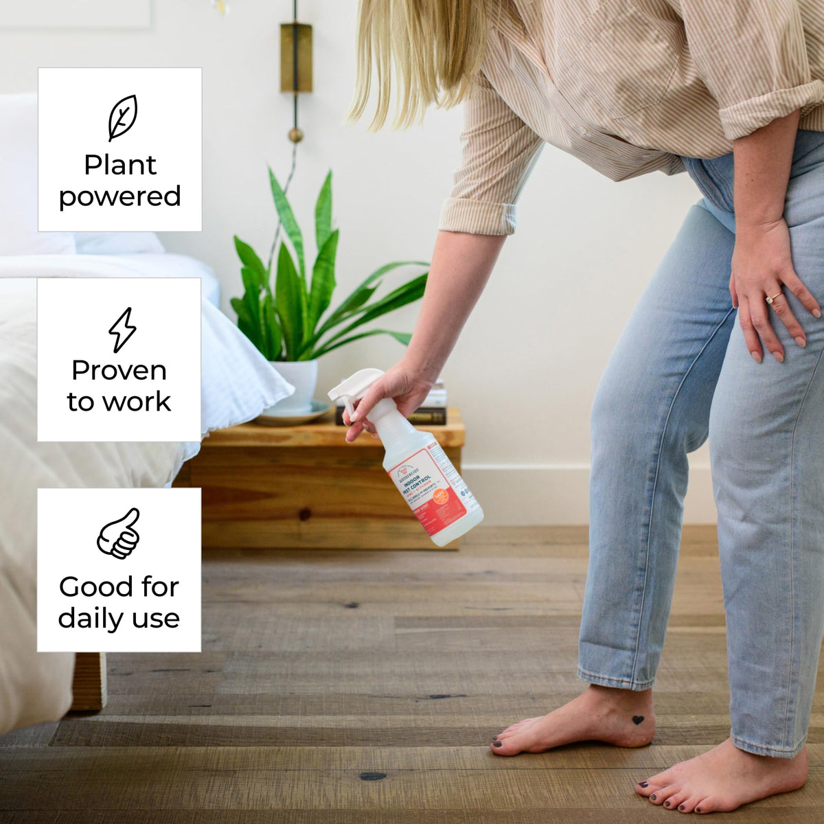 Wondercide spray on kitchen window sill for effective defense