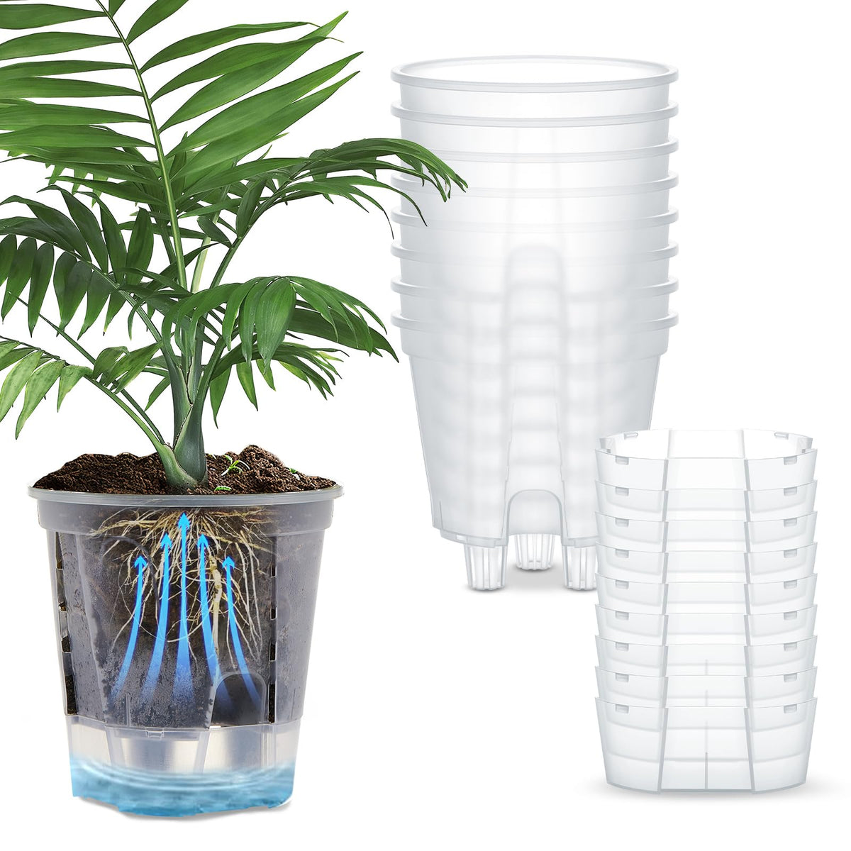 Wonderjune 9-pack clear self-watering pots for low-maintenance indoor care