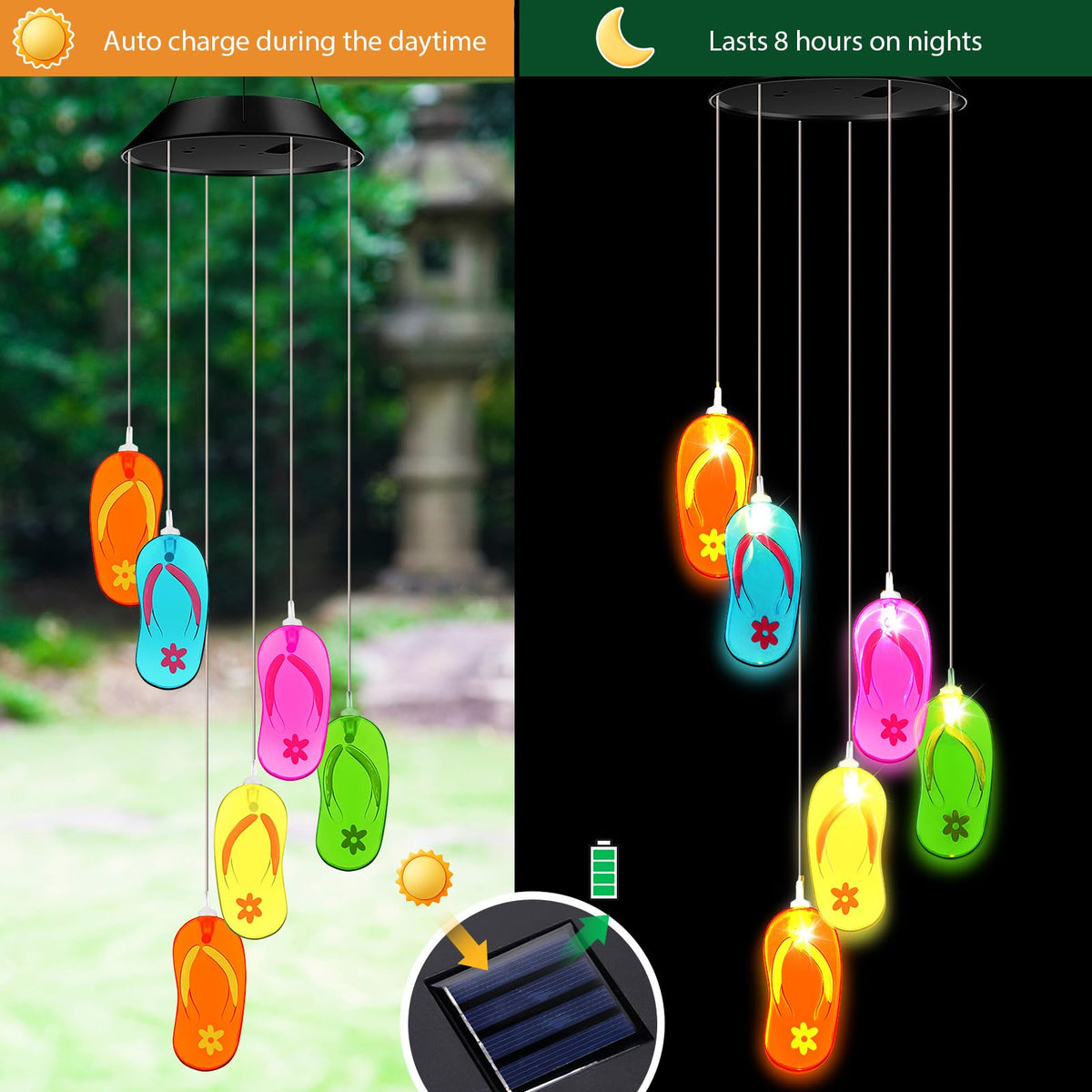 Wonderjune beach-themed wind chime adding color to garden spaces