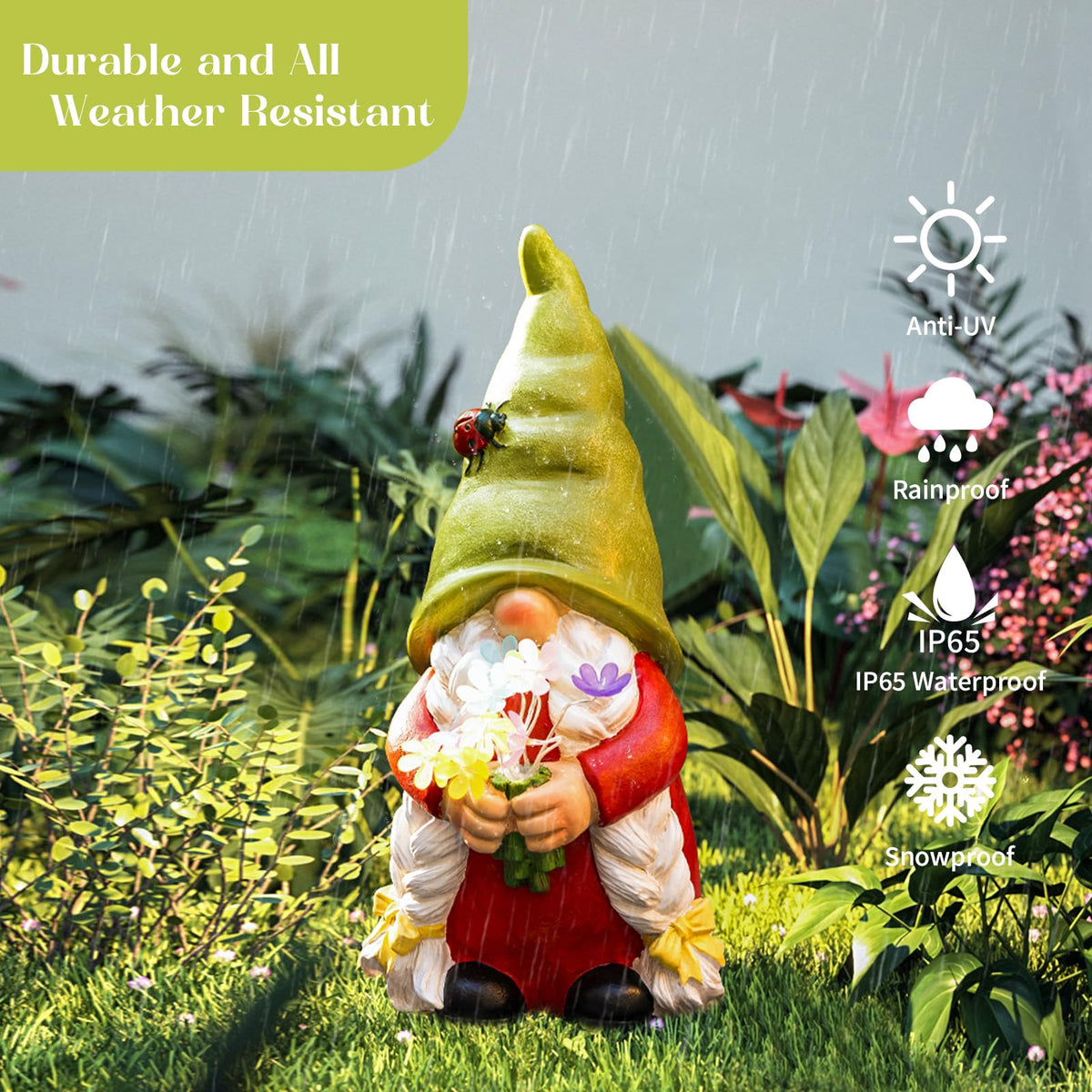 WONDHOME 11.1-inch gnome perfect for patio, lawn, or deck decor.