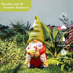 WONDHOME 11.1-inch gnome perfect for patio, lawn, or deck decor.