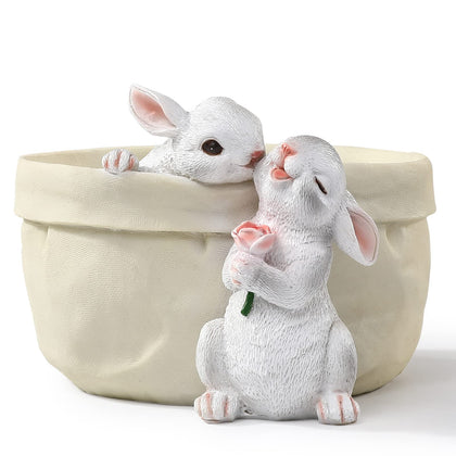 WONDHOME rabbit flower pot showcases a cute rabbit design for succulents and flowers.