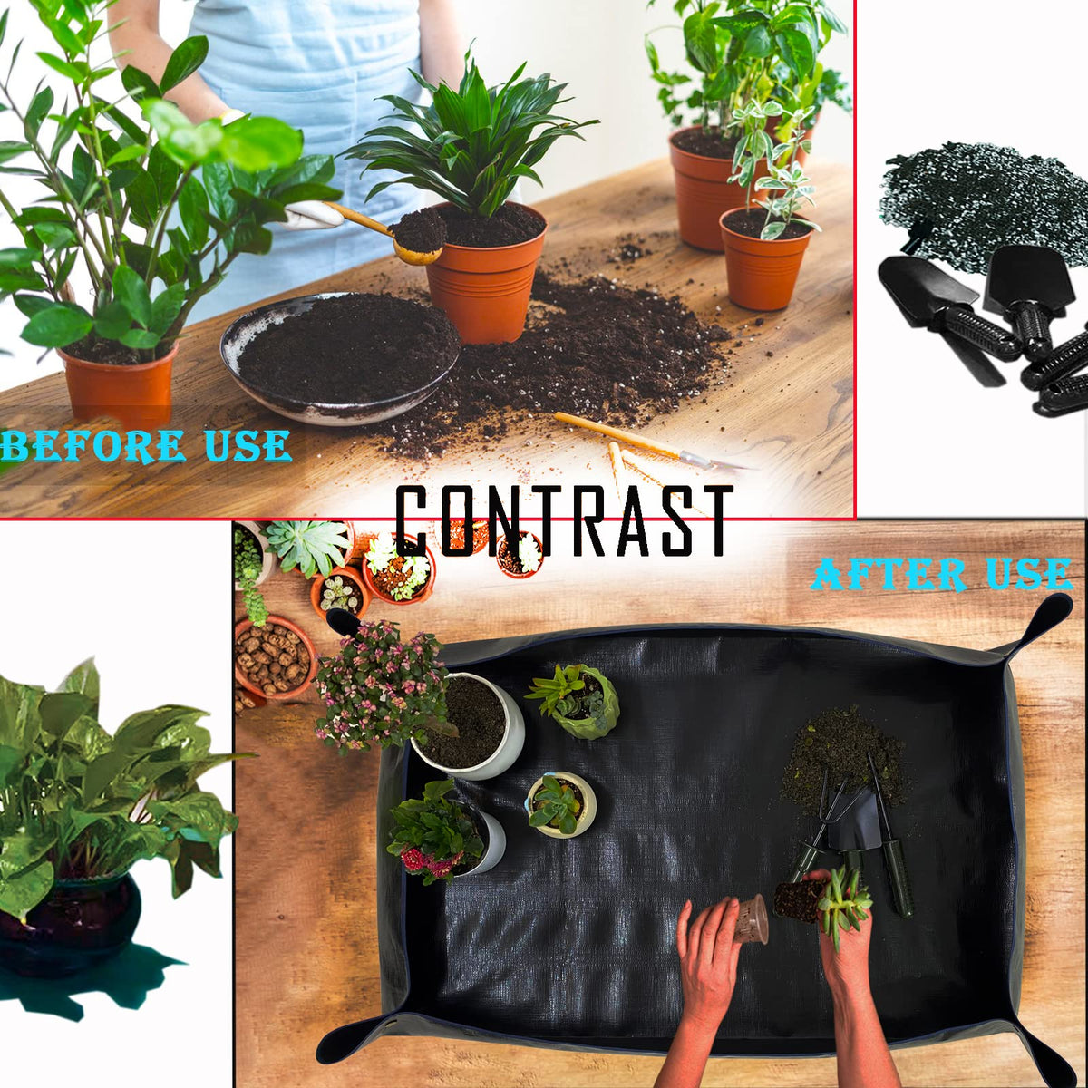 WondMall foldable repotting mat folds for easy storage