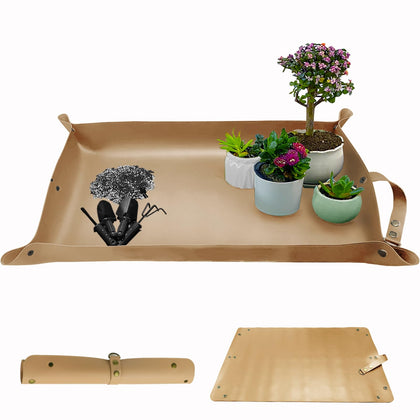 WondMall Leather Plant Repotting Mat, outer view, protects surfaces during transplanting.