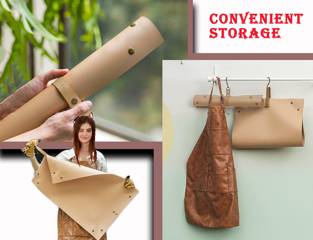 WondMall leather mat corner buttons – prevents spills and keeps floor clean.