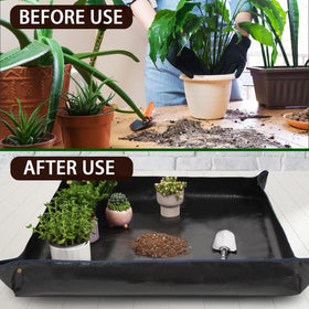 WondMall repotting mat with copper buckle locks to prevent spills