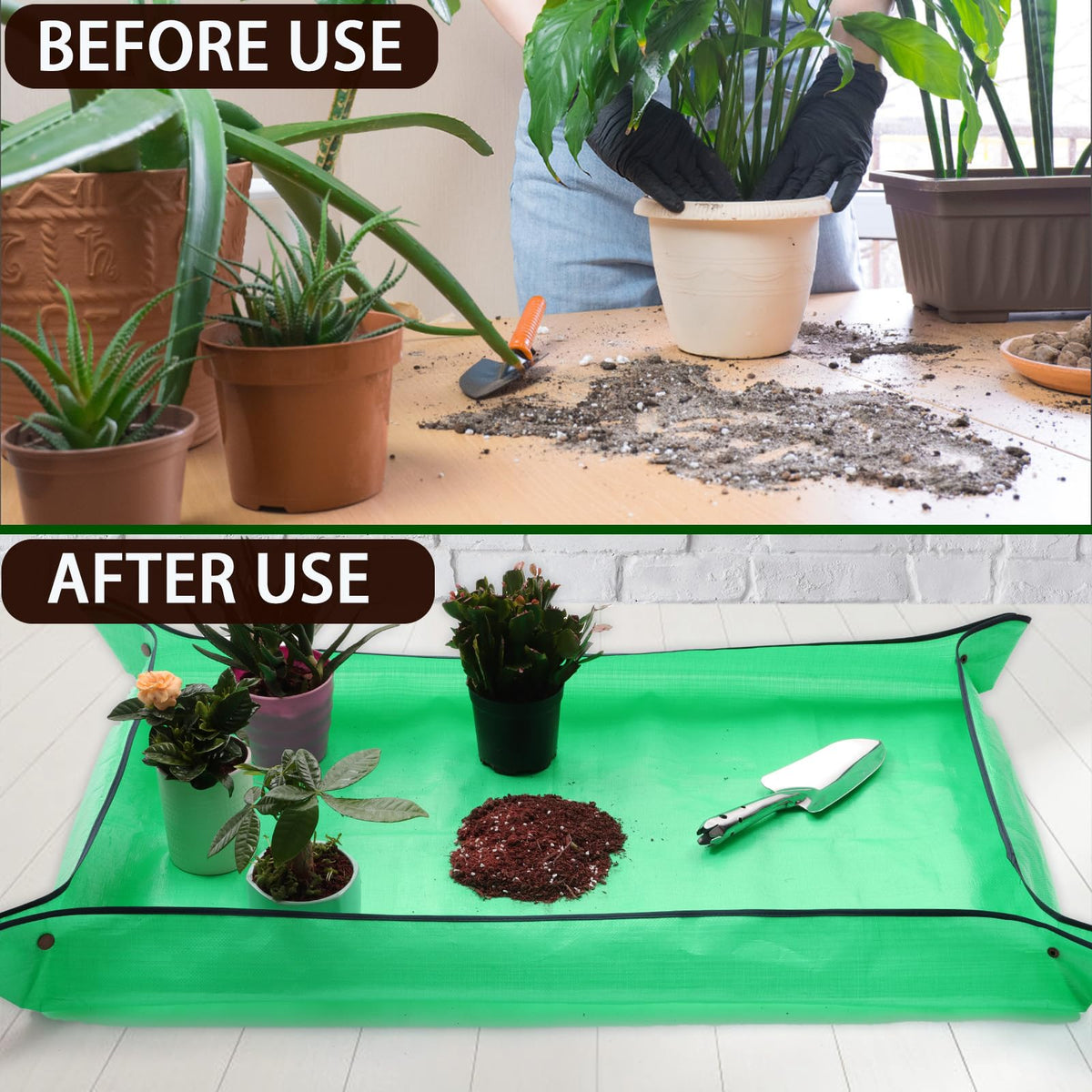 WondMall waterproof potting mat keeps surfaces clean during gardening