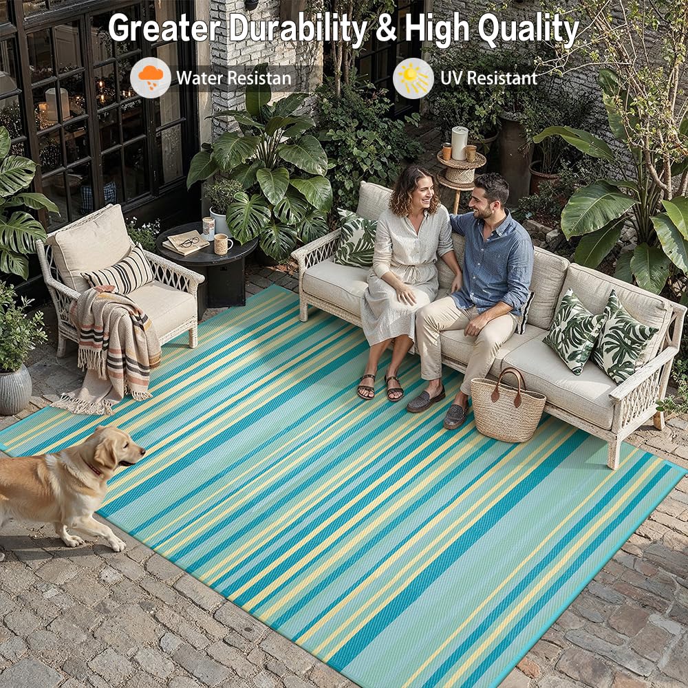 WondRg easy-clean patio rug designed for quick maintenance