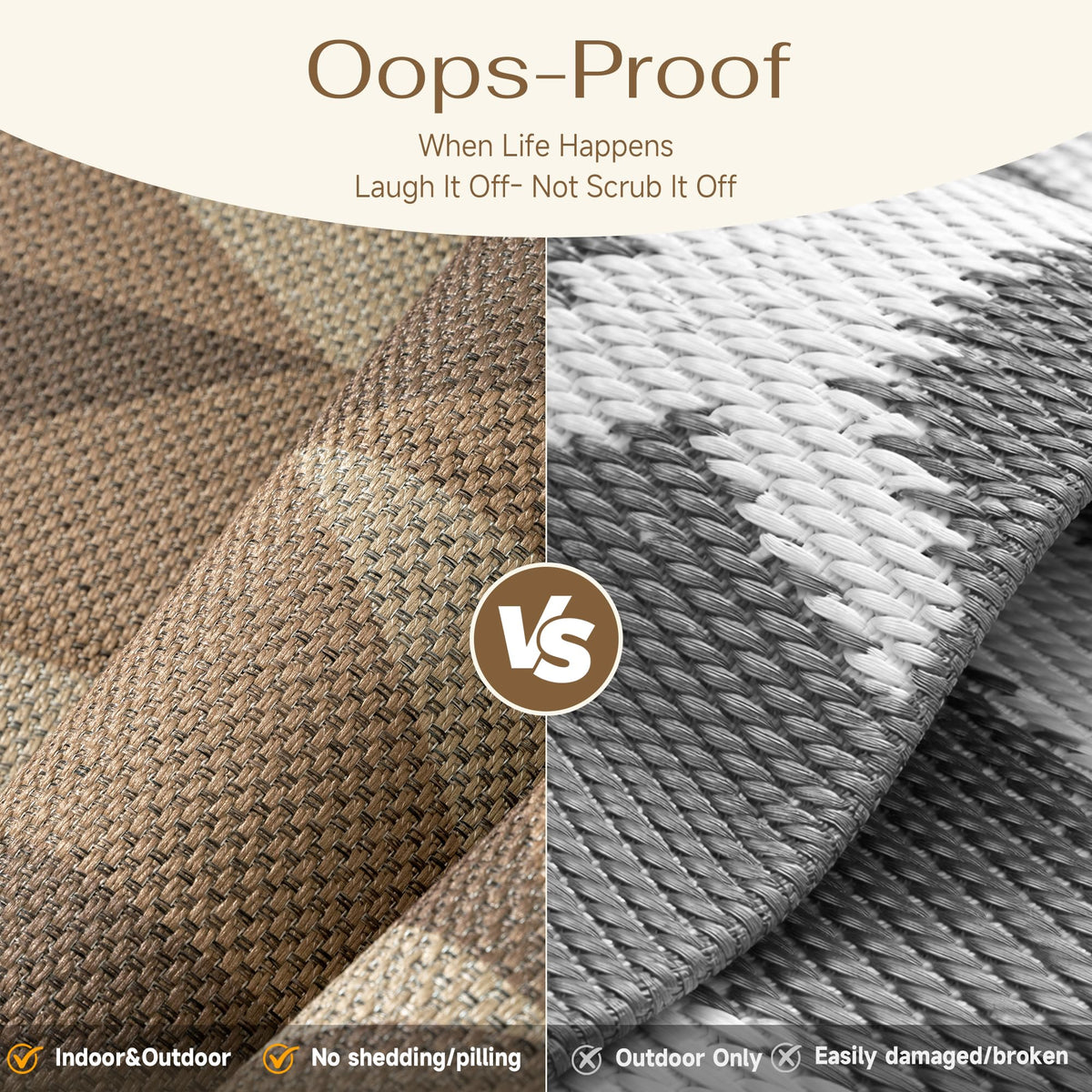 WondRg indoor-outdoor rug with low-profile design