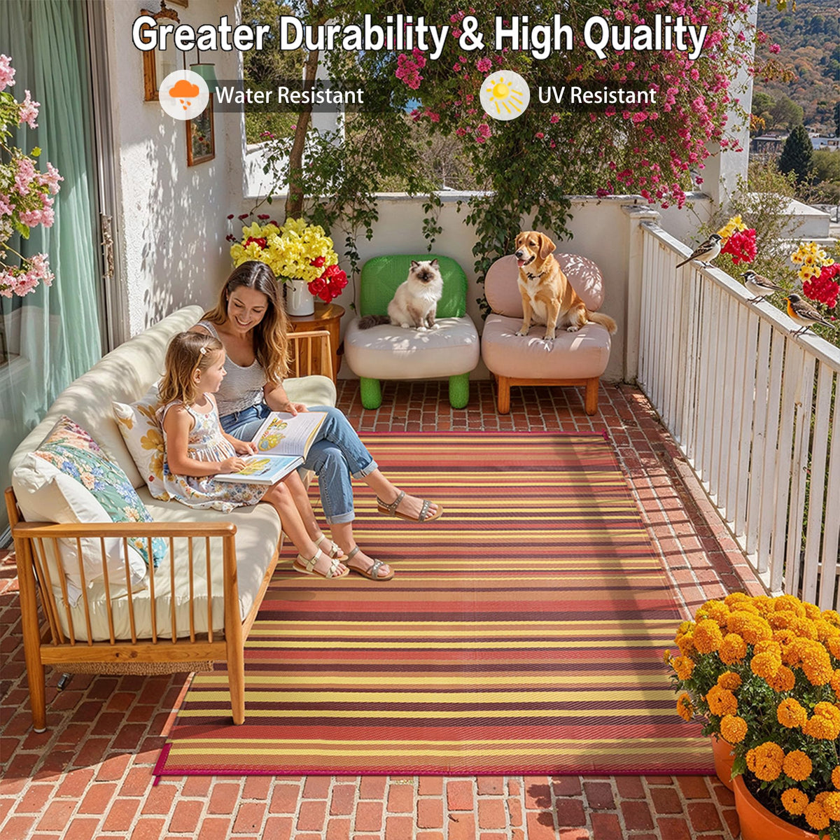 WondRg durable weave for high-traffic outdoor areas.