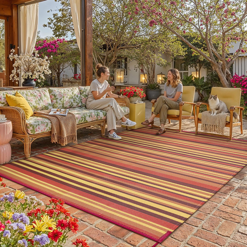 WondRg outdoor rug 9x12 waterproof for patios and porches.