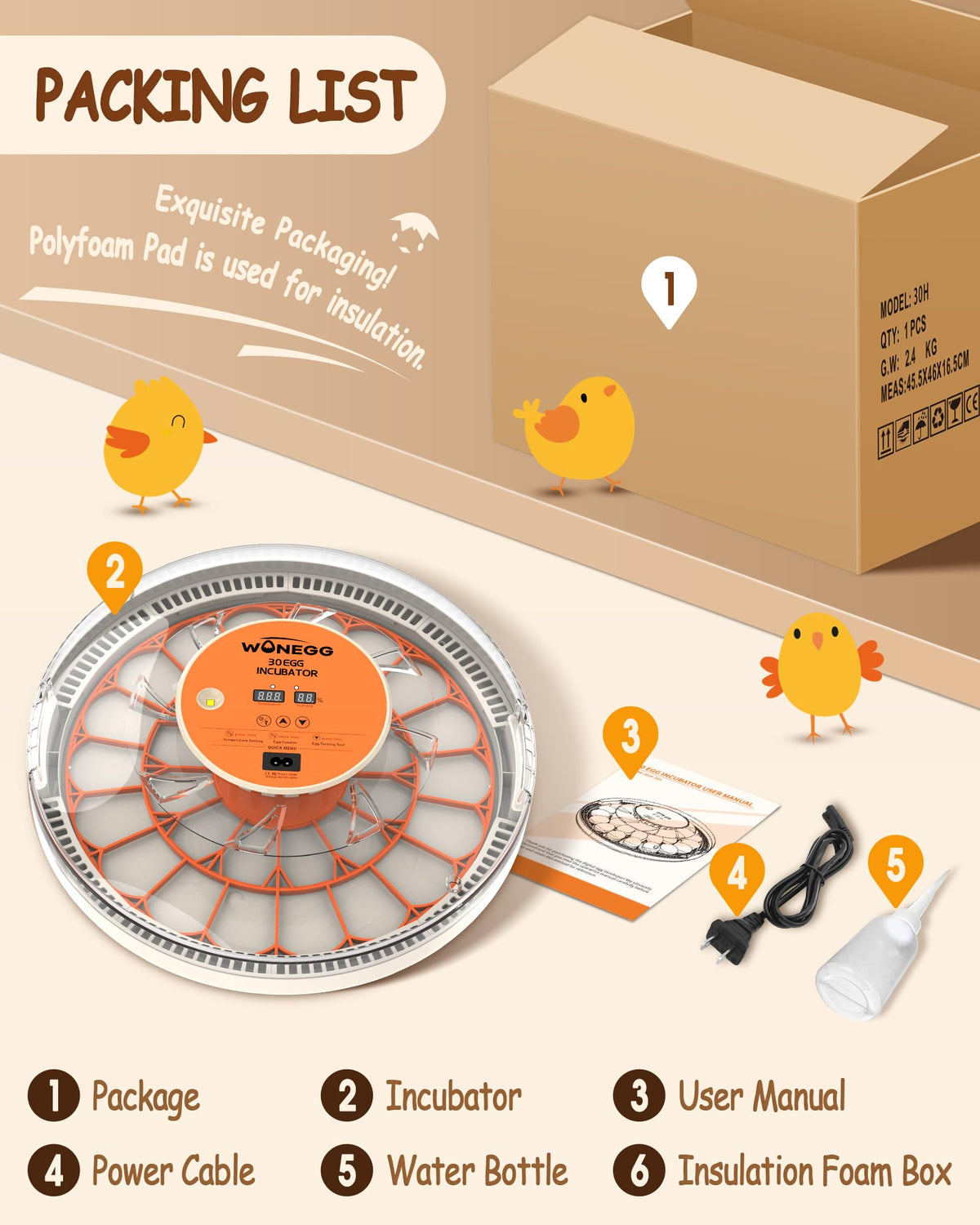 WONEGG incubator easy-clean design supports quick upkeep after use
